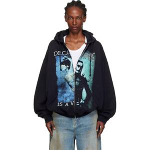 25 FW 베트멍 여성 블랙 크레이들 오브 필스 컷업 오버사이즈 집업 후드티 252669F097000