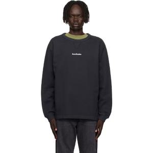 25 FW 아크네 남성 블랙 로고 스탬프 스웨트셔츠 252129M204000