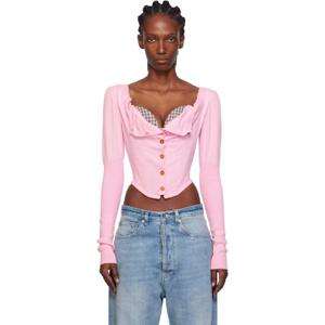 25 FW 비비안웨스트우드 여성 핑크 베아 코르셋 블라우스 252314F107006