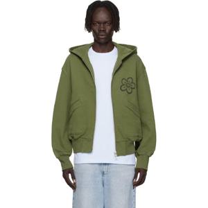 25 FW 겐조 남성 카키  Paris Futura 2000 박시 집업 후드티 252387M202003