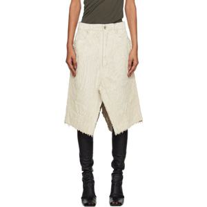 26 SS 릭오웬스 여성 오프 화이트 콘코르디안 슬리버 데님 미디 스커트 252232F092017