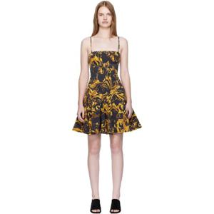 26 SS 베르사체진스꾸뛰르 여성 블랙   옐로우 포슬린 바로코 미니 드레스 252202F052005