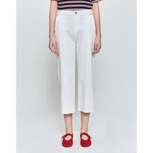 헤지스 여성  에센셜 크롭 세미와이드 밴딩 데님 팬츠 화이트 HSPA5BC81WT