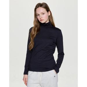 헤지스 여성 25FW 스트라이프 기모 터틀넥 긴팔 티셔츠 차콜그레이 HSTS5D002CG