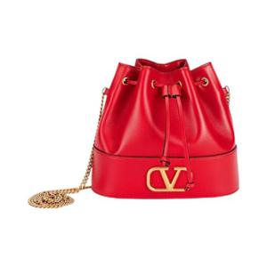발렌티노 브이로고 시그니쳐 나파 체인 미니 버킷백 루즈 퓌르 P0T83HPFJU5