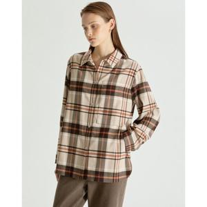 닥스 여성 25FW 베이지 체크 아우터형 도톰 긴팔셔츠 DLSH5DE01I2