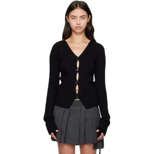 25 FW 아크네 여성 블랙 버튼업 골지 가디건 252129F095014