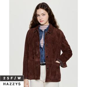 헤지스여성 HSJA5D803 포켓배색 염소가죽 자켓