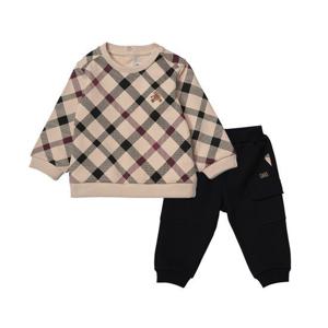 [닥스베이비]25FW 닥스베이비 하우스체크 맨투맨 상하복 (베이지) EVF25VP03M_BG