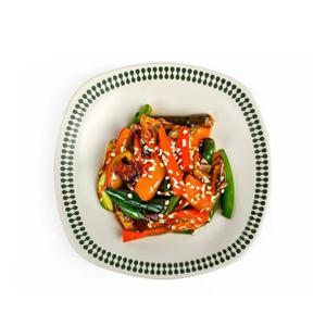 그린색 포인트 업소용 신사각 접시 7150 반찬 볶음 큰접시 식당 주방용품