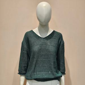 [페이지플린]스팽글 포인트 클래식 브이넥 니트 티셔츠 LF5CKN005M