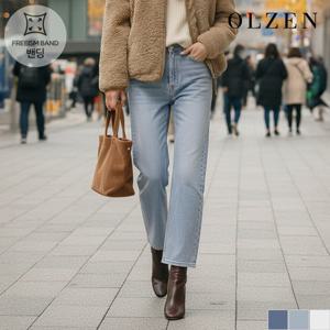 [올젠] [사계절용]여성 릴렉스드 플렉시블 웨이스트 데님 팬츠 (ZLD5DP2102)
