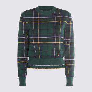 알렉산더맥퀸 그린 베이스 체크 리브 크루넥 스웨터 839787 Q1B