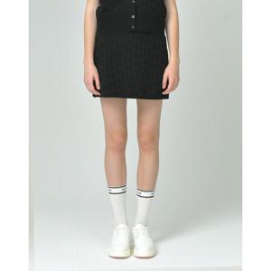 헤지스 골프 여성 25FW 블랙 여성 자카드 패턴 니트 스커트 HWSK5C611BK