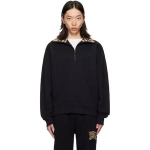 25 FW 버버리 남성 블랙 체크 칼라 집업 스웨트셔츠 252376M212009