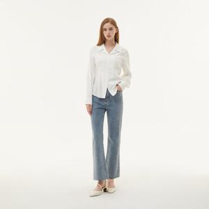 [플라스틱아일랜드] (PQ3WB881) 슬림 오픈카라 블라우스