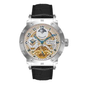 [마션틴트(잡화)][티센토] 본사 정품 오토매틱 남성 가죽시계 TS50051WTBK