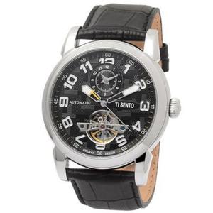 [마션틴트(잡화)][티센토] 본사 정품 오토매틱 남성 가죽시계 TS50031BK