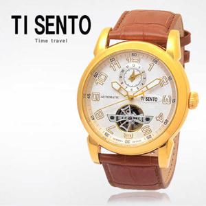 [마션틴트(잡화)][티센토] 본사 정품 오토매틱 남성 가죽시계 TS50031GDBR