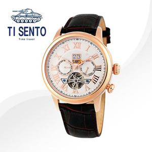 [마션틴트(잡화)][티센토] 본사 정품 오토매틱 남성 가죽시계 TS50041ROCH DATE