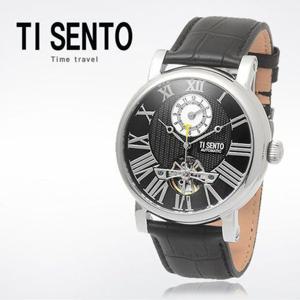 [마션틴트(잡화)][티센토] 본사정품 오토매틱 남성 가죽시계 TS50021BKBK DUAL