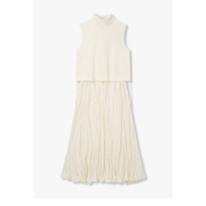 [지컷]하이넥 플리츠 슬리브리스 드레스(7214337104)