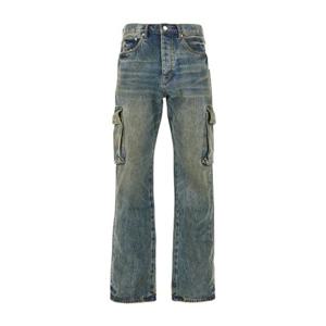 퍼플 브랜드 스트레이트 레그 카고 포켓 데님 진 P011 SCVI425