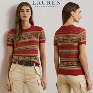 폴로 랄프로렌 23351129 여자 지오 스트라이프 반팔 스웨터 탑