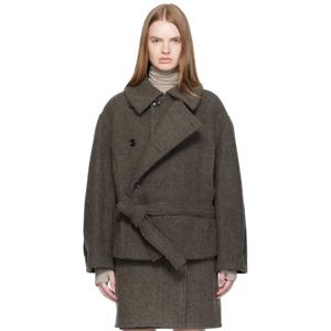 르메르 코트 카키 쇼트 바스로브 코트 252646F059004