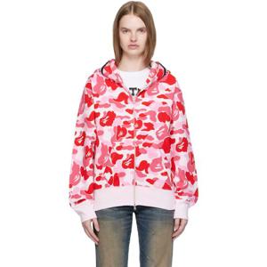 BAPE 후드 핑크 ABC 카모 샤크 집업 후디 251546F097020