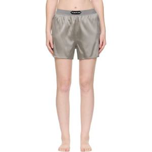 톰포드 반바지 그레이 스트레치 실크 새틴 박서 쇼츠 252076F072000