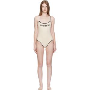 발렌티노 원피스 오프 화이트 라이크라 피케 스윔수트 252476F103001