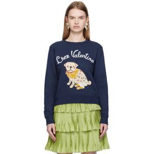 발렌티노 맨투맨 네이비 르 샤 드 라 메종 스웨트셔츠 252476F098001