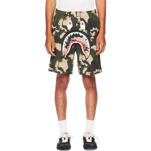 BAPE 반바지 그린 맵 카모 레귤러 핏 샤크 스웨트쇼츠 251546M193006