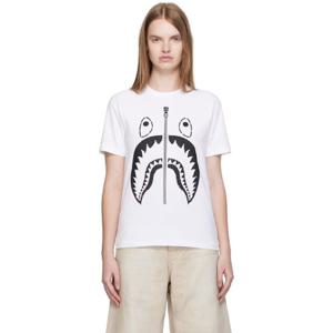 BAPE 티셔츠 화이트 크리스탈 스톤 샤크 티셔츠 251546F110056
