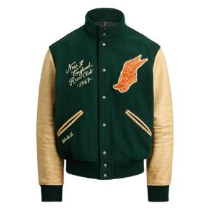 폴로 랄프로렌 레더 소매 패널 봄버 재킷 710977858001