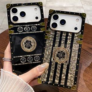 아이폰17 에어 프로 맥스 럭셔리 스퀘어플라워패턴 핸드폰케이스