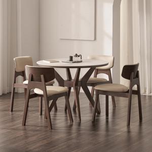 헤이몰리 누아 SC76 원형 포세린 통세라믹 4인 식탁 세트(의자)