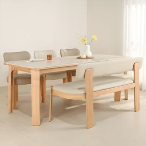 스코나 네브라 애쉬원목 포세린 세라믹 200cm 6인 식탁세트(벤치1개+의자3개)