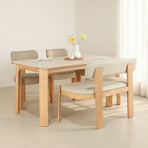 스코나 네브라 애쉬원목 포세린 세라믹 160cm 4인 식탁세트(벤치1개+의자2개)
