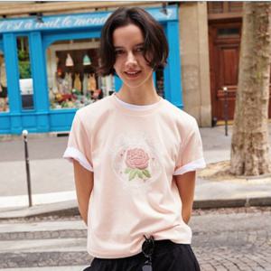 [르꼬끄]여성 레귤러핏 로즈 그래픽 반팔티 QP322ORS73_WPK1