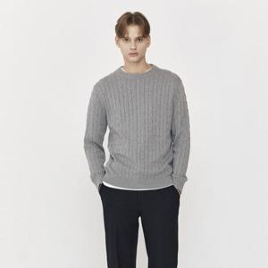 [지오다노]남자 055911 면100 라운드넥 꽈베기 긴팔니트