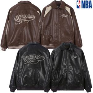 [NBA]N235PJ211P GR 남여공용 엔비에이 레더 점퍼 자켓 인조가죽 합피 오버핏 누빔