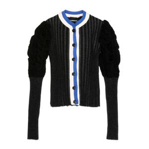 파울라 카노바스 델 바스 리브 퍼프 슬리브 가디건 2189116