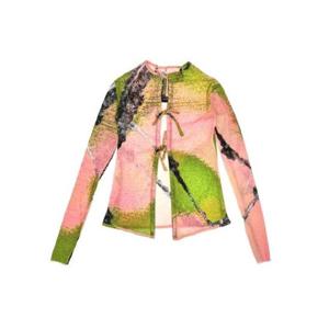 파울라 카노바스 델 바스 리본 메쉬 핑크 가디건 2189121