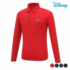 [디즈니골프]남성 캐릭터 로고 배색 라인 긴팔 카라 티셔츠 DP3MTS082