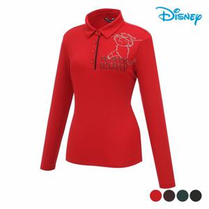 [디즈니골프]여성 캐릭터 라인 배색 긴팔 카라 티셔츠 DP3LTS082