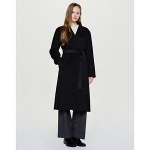 헤지스 여성 25FW ONLINE EXCLUSIVE캐시미어 블렌디드 핸드메이드 벨티드 롱 코트 블랙 HSCO5DP01BK