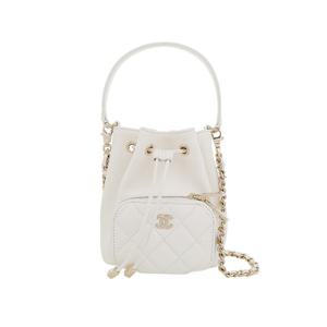 [엘러브] 새상품 샤넬 25B 어피니티 버킷백 미니 화이트 샴페인골드 캐비어 5ET1527