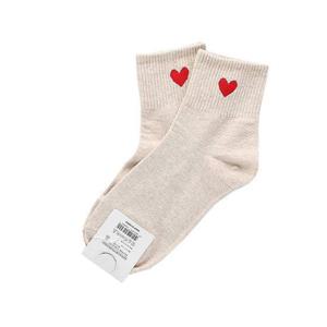 여성용 붉은하트 중목양말 여자양말 베이지 1켤레 패션양말 여성양말 여름양말